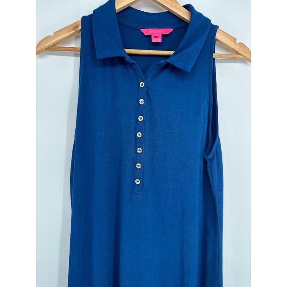 Lilly Pulitzer Womens Reema Sleeveless Midi Polo Dress in Aegean Navy Blue Large - Picture 3 of 10